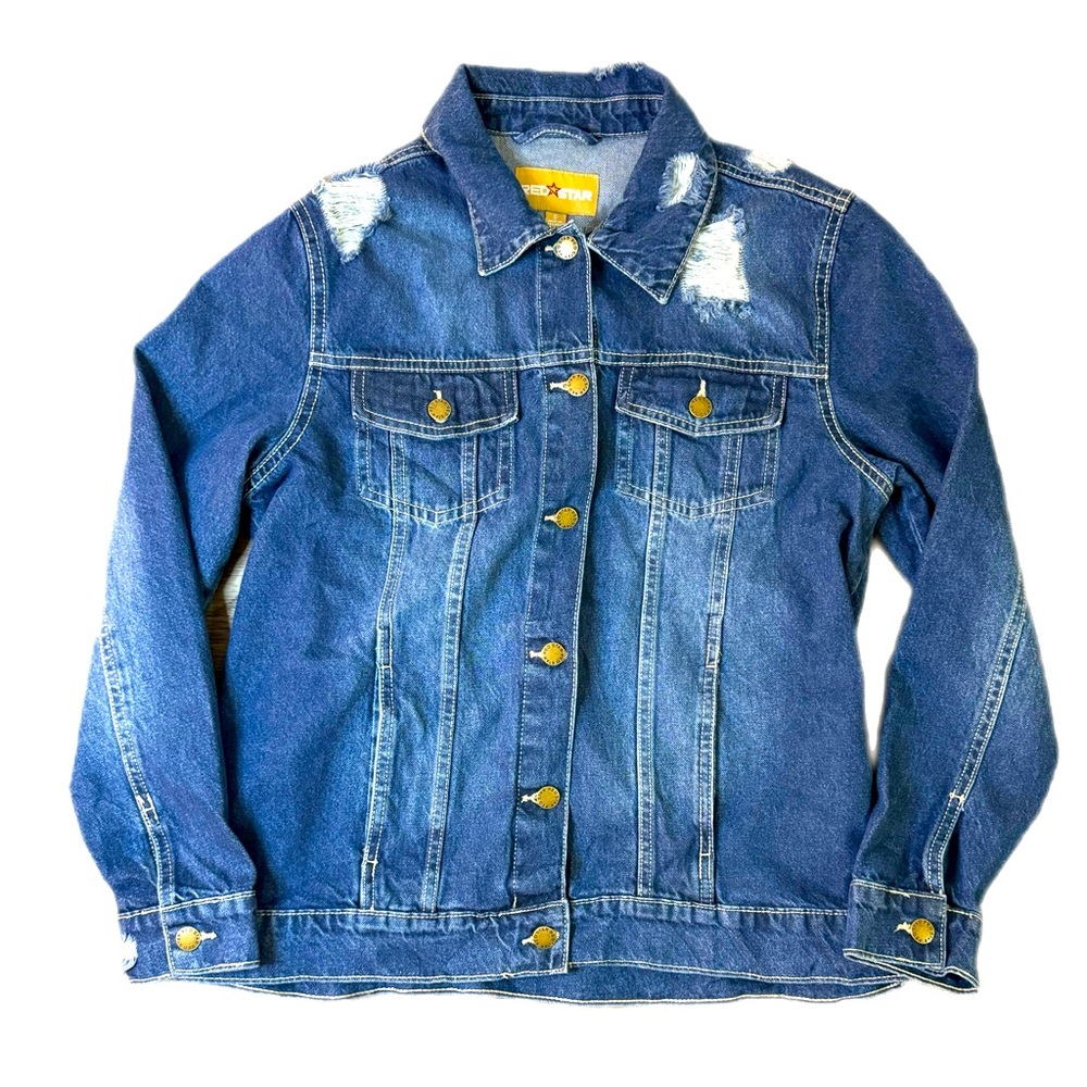 Red Star women’s distressed denim jeans jacket